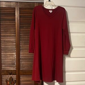 LuLaRoe Deep Red Long Sleeve Dress